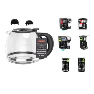 Imagem de Garrafa de vidro de substituição para máquina de café com 12 xícaras, serve para cafeteira Hamilton Beach 49902/04, cafeteira de 12 xícaras 49902 49904 49915 49905 49317 49467 49611 49934 462990