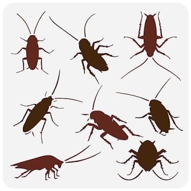 Imagem de FINGERINSPIRE Estêncil de pintura de barata 30 x 30 cm modelo de estêncil de barata de plástico estêncil de desenho reutilizável para decoração de tecido de chão de parede de madeira