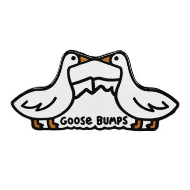 Imagem de Ficsowy Cute Silly Goose Badge Goose Bumps broche esmaltado animal fofo mochila coleira decoração, Medium, Zinco, Sem Pedra Preciosa