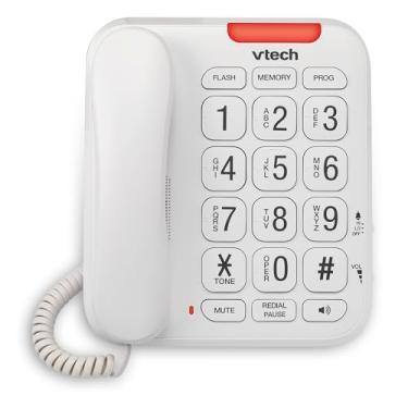 Imagem de VTech SN1107 Telefone com fio com botões grandes de alto contraste, dígitos falantes para idosos, mostrador rápido de 10 números, toque visual, viva-voz full-duplex