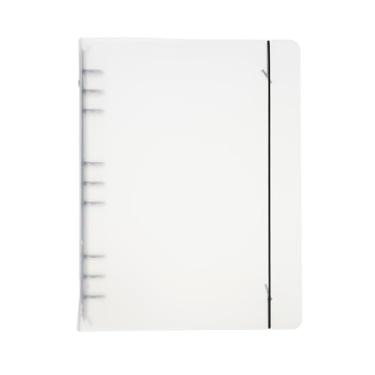 Imagem de PATIKIL Capa para fichário B5, 1 peça de PP 9 anéis, capa de fichário redondo com cinto de fixação preto, trava de metal, protetor de fichário de folhas soltas, caderno recarregável para pasta de