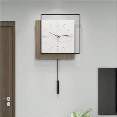 Imagem de Relógio de parede com pêndulo para decoração de sala de estar, quarto, cozinha, escritório, decoração de casa, relógio de parede moderno, grande relógio de parede decorativo operado por bateria
