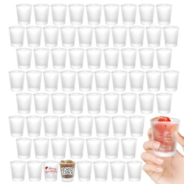 Imagem de YOUKE OLA Pacote com 72 copos de sublimação com base pesada de sublimação em branco bonito copo de vidro para prensa térmica, presente personalizado, casamento, festa, 42,5 g fosco