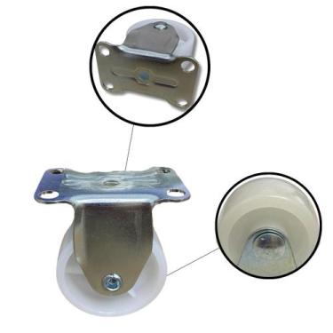Imagem de Kit 2 Un Rodízio Rodinha Placa Base Aço Fixo Roda Nylon Diâmetro 50mm 
