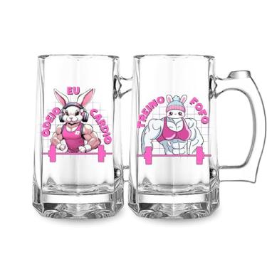 Imagem de Kit 2 Caneca Zero Grau Chopp Personalizada Estampa Treino Fofo Eu Odeio Cardio Garota Fitness Frases Meme Academia Caneca De Congelar