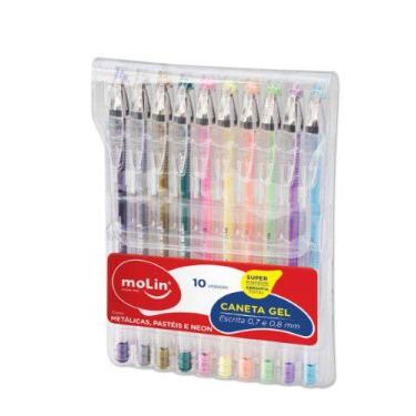 Imagem de Caneta Gel Grip Neon/Metálica/Pastel Bolsa com 10 cores - Molin