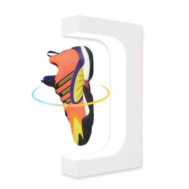 Imagem de VGAzer Suporte flutuante para exibição de sapatos com suspensão magnética com luz de LED para colecionadores de tênis, exibição publicitária, montra (branco)
