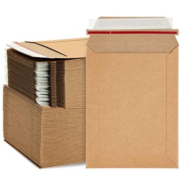 Imagem de Rigid Mailing Envelopes, Kraft Paper Stay Flat Mailers (6x8 In, 100 Pack)