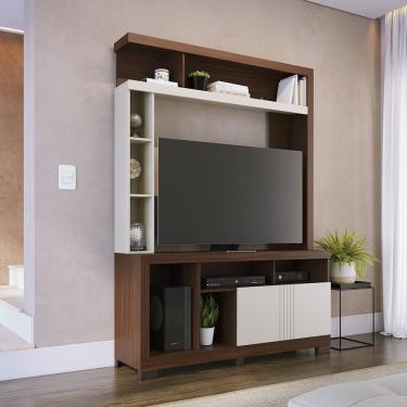 Imagem de Estante Home para Tv até 50 Polegadas 2 Portas Elba Nogueira Real / Off White