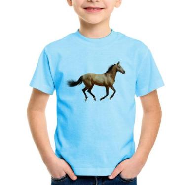 Imagem de Camiseta Infantil Cavalo Correndo - Foca na Moda, Azul bebê, 4