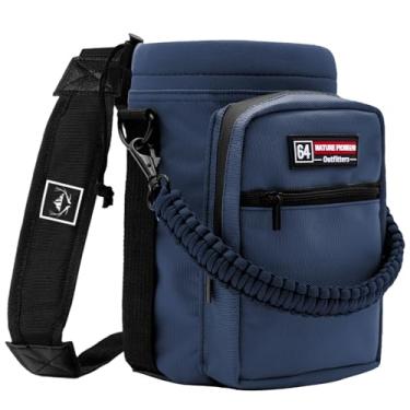 Imagem de NATURE PIONEOR Suporte para garrafa de água com alça ajustável – suporte de garrafa de água isolado de 1,5 litro (64/3,628 g) com bolso para telefone e alça de paracord, acampamento ao ar livre