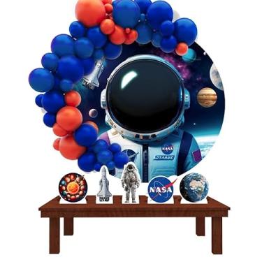 Imagem de Kit Decoração Painel Redondo Festa de Aniversário Infantil Astronauta Galáxia 3D