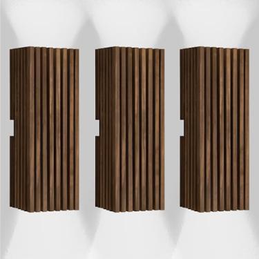 Imagem de 3 ARANDELA EXTERNA/INTERNA PAREDE MADEIRA 40CM 2 FAIXO DE LUZ LED (LUZ FRIA)