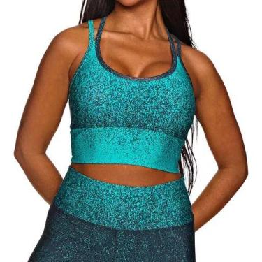 Imagem de Top Degrade Feminino Fitness Academia - bella fitness, Verde, GG