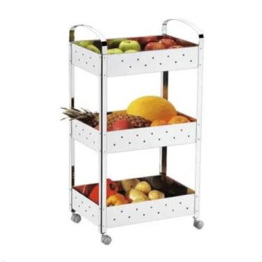 Imagem de Carrinho Organizador Fruteira Suprema Inox 40x28x77cm Brinox, Cinza