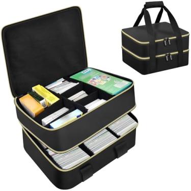 Imagem de Tanmqin Caixa de Armazenamento Cartas Jogar para PM TCG, MTG, Yugioh, Baseball e Futebol - Preta com 4000+ Compartimentos e Divisórias Ajustáveis