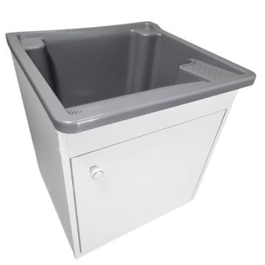 Imagem de Tanque de lavar Roupa 26L Suspenso com Gabinete 46cm Montado Cor:Tanque Prata