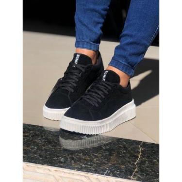 Imagem de Tênis Feminino Plataforma Casual Preto e Branco - Bela Rios, Preto cam