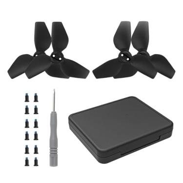 Imagem de 2 pares de hélices + caixa de armazenamento para acessórios DJI NEO Drone, lâminas de liberação rápida, hélices e asas compatíveis com drone DJI NEO com conjunto de chaves de fenda (conjunto preto)