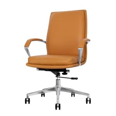 Imagem de Cadeira de Escritório Home Office Diretor Orion Executivo com Assento em Espuma Laminada, Base Giratória em Aço Cromado (Caramelo)