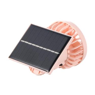 Imagem de FLCPJGV Fã de tampa de clipe Hands Hands Fan Solar portátil Grátis Fan para Barbecue de Viagem Esportiva, Rosa