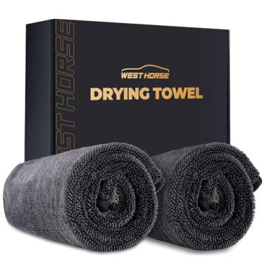 Imagem de WEST HORSE Pacote com 2 toalhas de microfibra para secagem de carro – extra grande 61 cm x 91 cm, sem riscos, e ultra-absorvente para detalhes de carro sem esforço