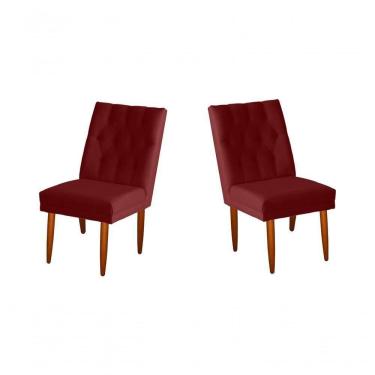 Imagem de Jogo 02 Cadeiras De Jantar Estofada Cozinha Paris Suede Vermelho Eli Móveis