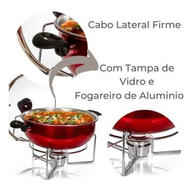 Imagem de Rechaud De Mesa Festas Redondo Alumínio 6,5 L Vermelho - GOGUPO