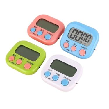 Imagem de VEDA Conjunto de temporizador digital de cozinha de 4 peças, visor LCD, temporizador eletrônico multifuncional para cozinha, estudo, treinamento físico (não inclui bateria)