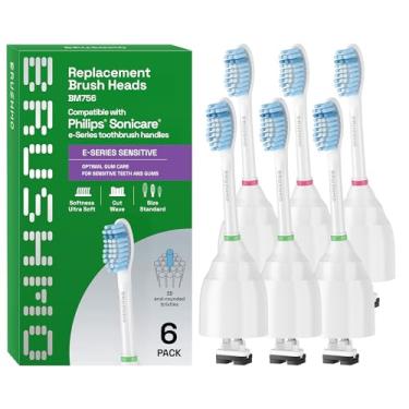 Imagem de Cabeças de escova de dentes de substituição compatíveis com Philips Sonicare E-Series HX7022 HX7023 HX7052 para escovas de dentes sensíveis e macias para escova de dentes elétrica rosqueada, pacote