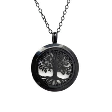 Imagem de Colar Difusor Árvore da Vida em AÇO INOXIDÁVEL - ANTIALÉRGICO - PRETO (20mm)