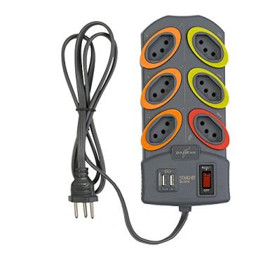 Imagem de FILTRO DE LINHA - BLOQUEADOR STANDBY PP 3X0,75-6 TOMADAS - 10 AMPERES - 2 PINOS + TERRA (3 PINOS) - PORTA USB - GRAFITE - 1,3 METROS - DANEVA 1795
