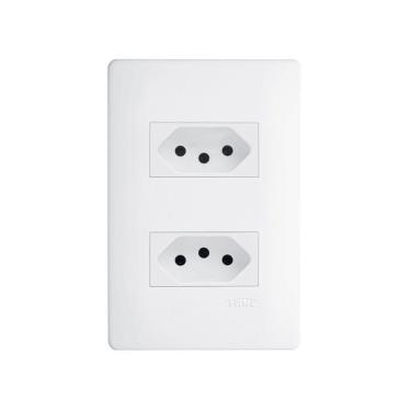 Imagem de Tomada Dupla Fame Habitat 2p + t 20a Com Placa 4x2 Branco