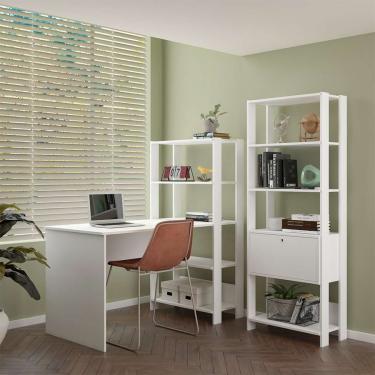 Imagem de Conjunto de Escrivaninha com Estante Match 1 pt Branco