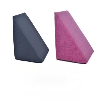 Imagem de Kit 2 Travesseiro Triangular Encosto Espuma Antirefluxo Apoio Costas Anatômico Leitura + Capa Extra(Preto e Pink)