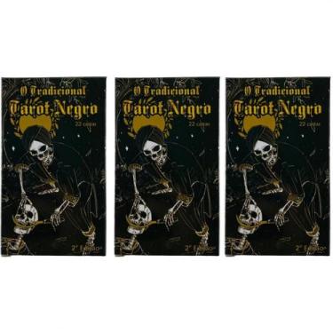 Imagem de Kit 3 Baralhos o Tarot Negro 22 Cartas Plastificadas - Lua Mística - 1