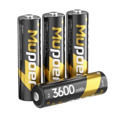 Imagem de Pilhas AA recarregáveis Mupper 1.5V 3600mAh, pacote com 4 - Mupoer