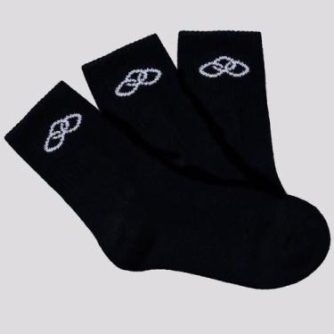 Imagem de Kit Meia Olympikus Tripack Cano Médio Feminina Preta, 33-38