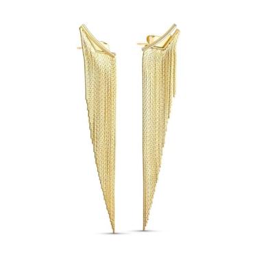 Imagem de Brinco Feminino Franja Banhado a Ouro 18k Ideal para Festas Formaturas Casamentos