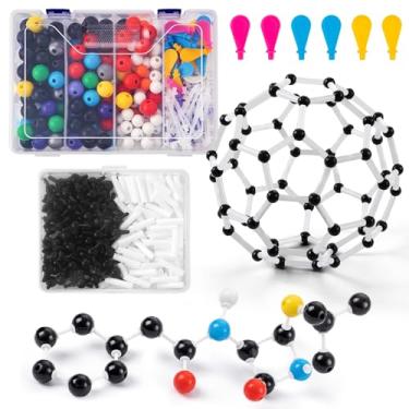 Imagem de HFKPJRT Kit de modelo molecular, kit de 454 peças de modelo de química orgânica com C60, conjunto de modelos de elementos átomos para aulas de química, presente para professores e estudantes para a