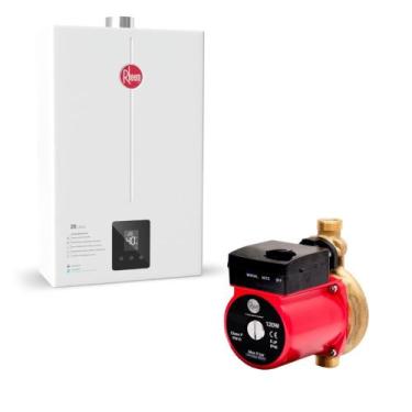 Imagem de Kit Aquecedor 20 Litros GLP Bivolt + Bomba 120W 220V Rheem