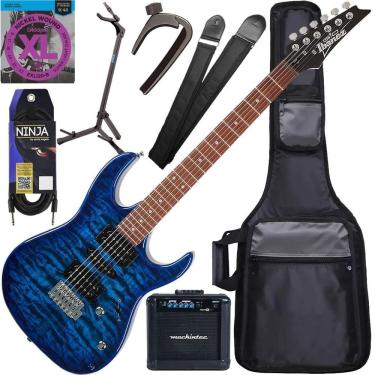 Imagem de Kit Guitarra Ibanez Grx70 Qa Hsh Blue Burst Tbb Gx04