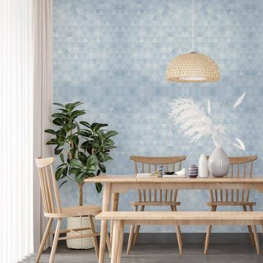 Imagem de Kit 2 Rolos Papel De Parede Adesivo Triângulo Azul 3,0M