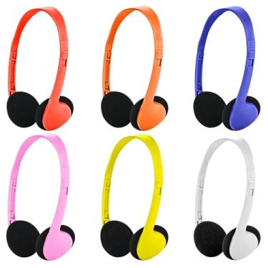 Imagem de Kids Headphones Bulk 6 Pack Multi Colored for Students School Classroom Boys Girls Children Toddler Baby Teens and Adults (6 Colors)