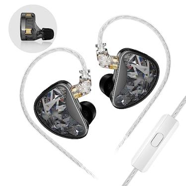 Imagem de FEDAI Monitor intra-auricular KZ AS24, 12BA sintonizável, fones de ouvido HiFi, graves profundos, fones de ouvido com fio com cabo destacável de 2 pinos 0,78 IEM para músicos (cinza (versão