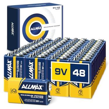 Imagem de Pilhas alcalinas Allmax 9V de Potência Máxima (48 Contagens)– Ultra Longa Duração, Prazo de validade de 7 anos, Design à prova de vazamentos, Desempenho máximo