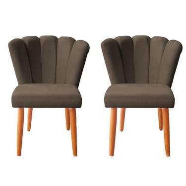 Imagem de Kit 2 Cadeiras De Jantar Estofadas Reforçada Decorativa Pétala Suede -