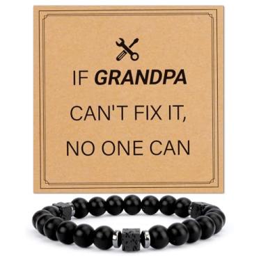 Imagem de Presentes de Dia dos Pais para o Vovô para Dia dos Pais, Natal, Aniversário, Dia dos Namorados, Presente do Avô, Presentes de Dia dos Avós, Meias do Filho da Neta, Pulseira com Contas Pretas Elásticas