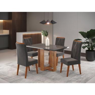 Imagem de Mesa De Jantar Retangular Claire Com 4 Cadeiras Vegas Mel-grafite