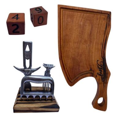 Imagem de Combo Tabua Personalizada, Kit Garra De Urso Com Garfos E Dados Preto